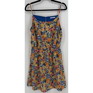 Staccato Blue Floral Mini Dress Sleeveless Elastic Waist 71307G Womens Large